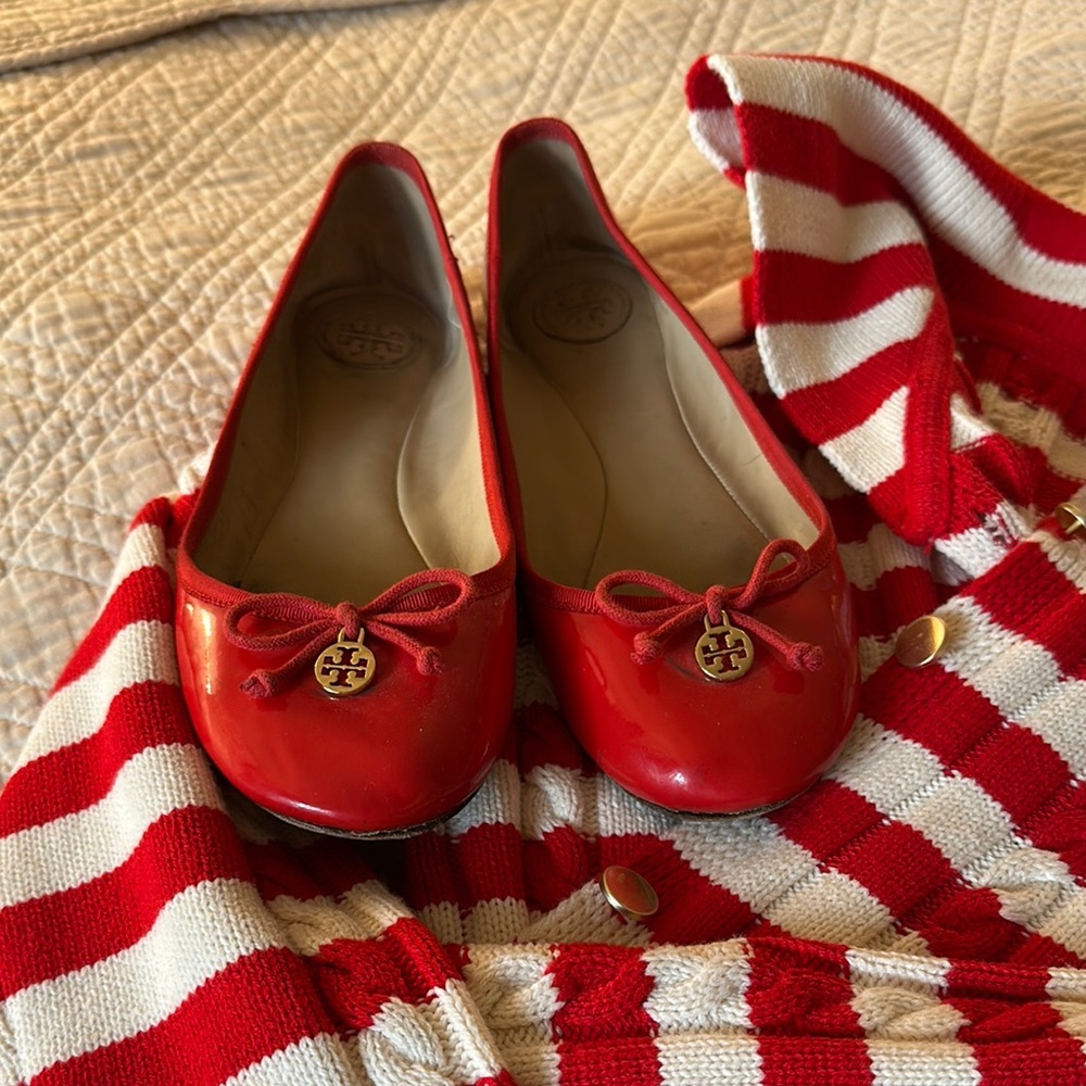 Tory Burch Red Ballet Flats size 9